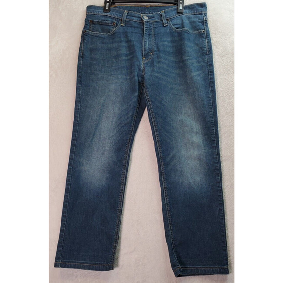 Levi's 541 Jeans Mens Size 34 Blue Denim Cotton Pockets Straight Leg Flat‎ Front - Picture 1 of 8